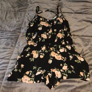 Black and floral romper